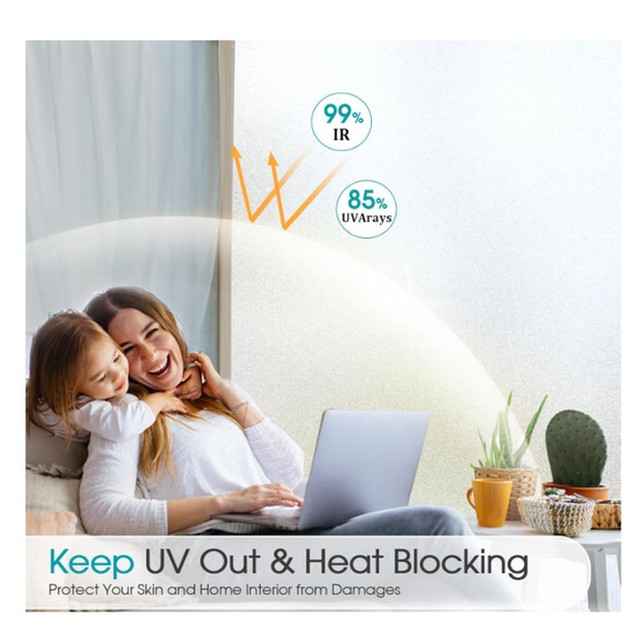 Window Privacy Film Frosted Glass Static Cling UV Insulation 17.5"x78.7" - Picture 8 of 9